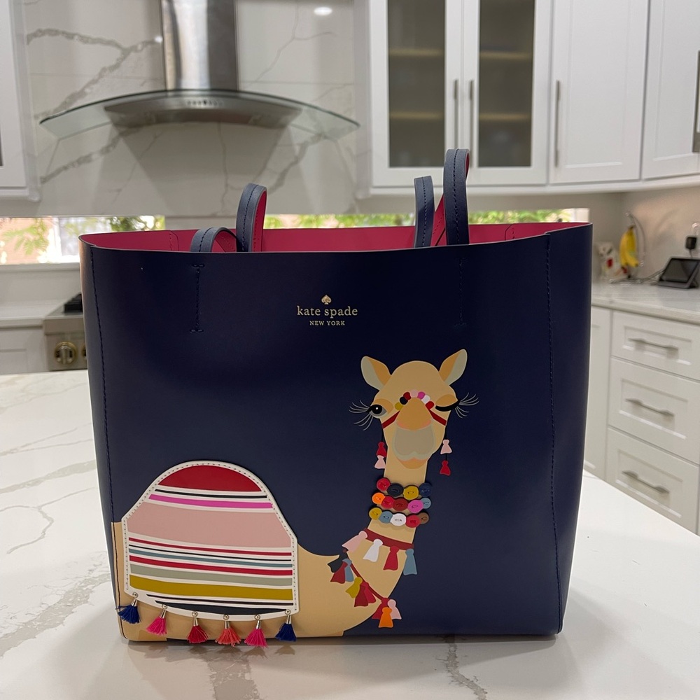 Kate Spade Navy Tote with Colorful Camel Design - Picture 13 of 16